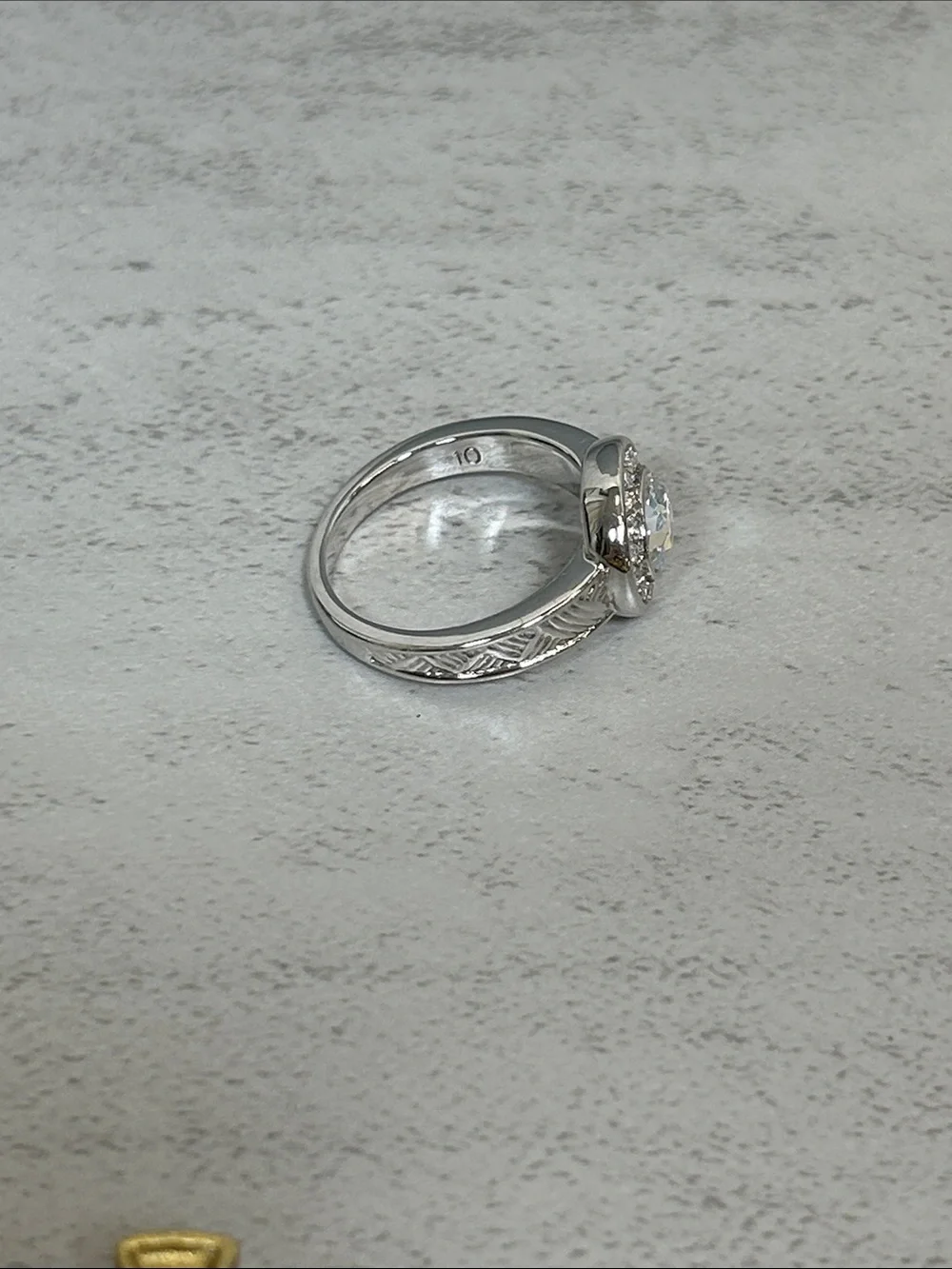 Touchstone Crystal by Swarovski Silver Halo Ring with Clear AB Center Crystal